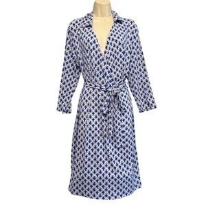 Womens Wrap Belted Dress Size XL 3/4 Sleeve Ponte Knit Stretch Geometric Resort